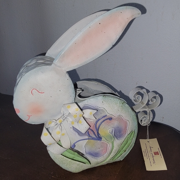 🐇Vintage Tin Metal Easter Bunny Rabbit 🐇 candle 🕯 - Picture 7 of 8